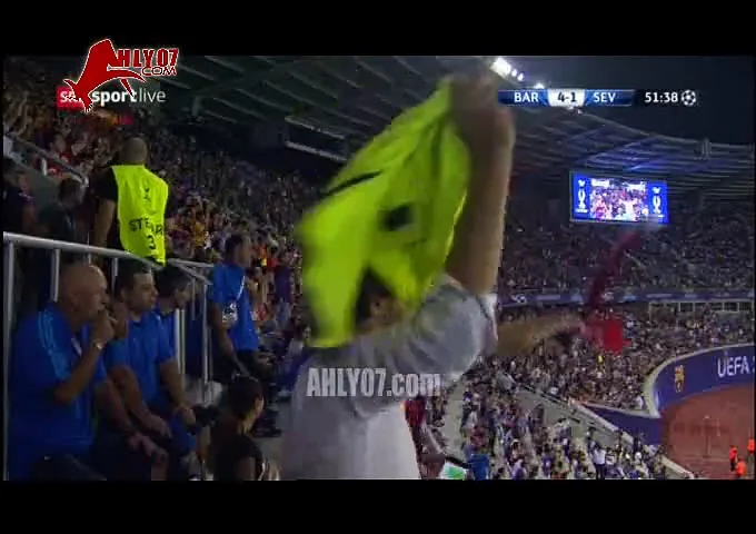 هدف برشلونه الرابع في اشبيلية مقابل 1 السوبر الاوروبي