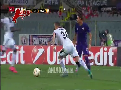 النني يحرز هدف الفوز على فيورنتينا في الدوري الأوروبي 2-1 لبازل 17 سبتمبر 2015